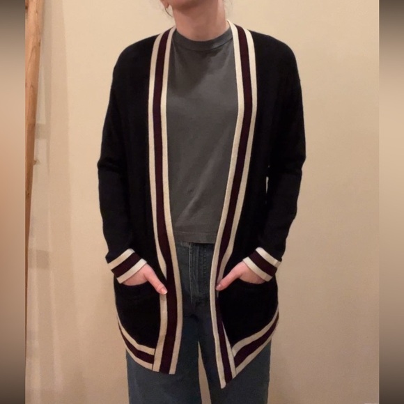 NWT C by Bloomingdale's Cashmere Multi Stripe Cardigan with Pockets - Picture 1 of 5